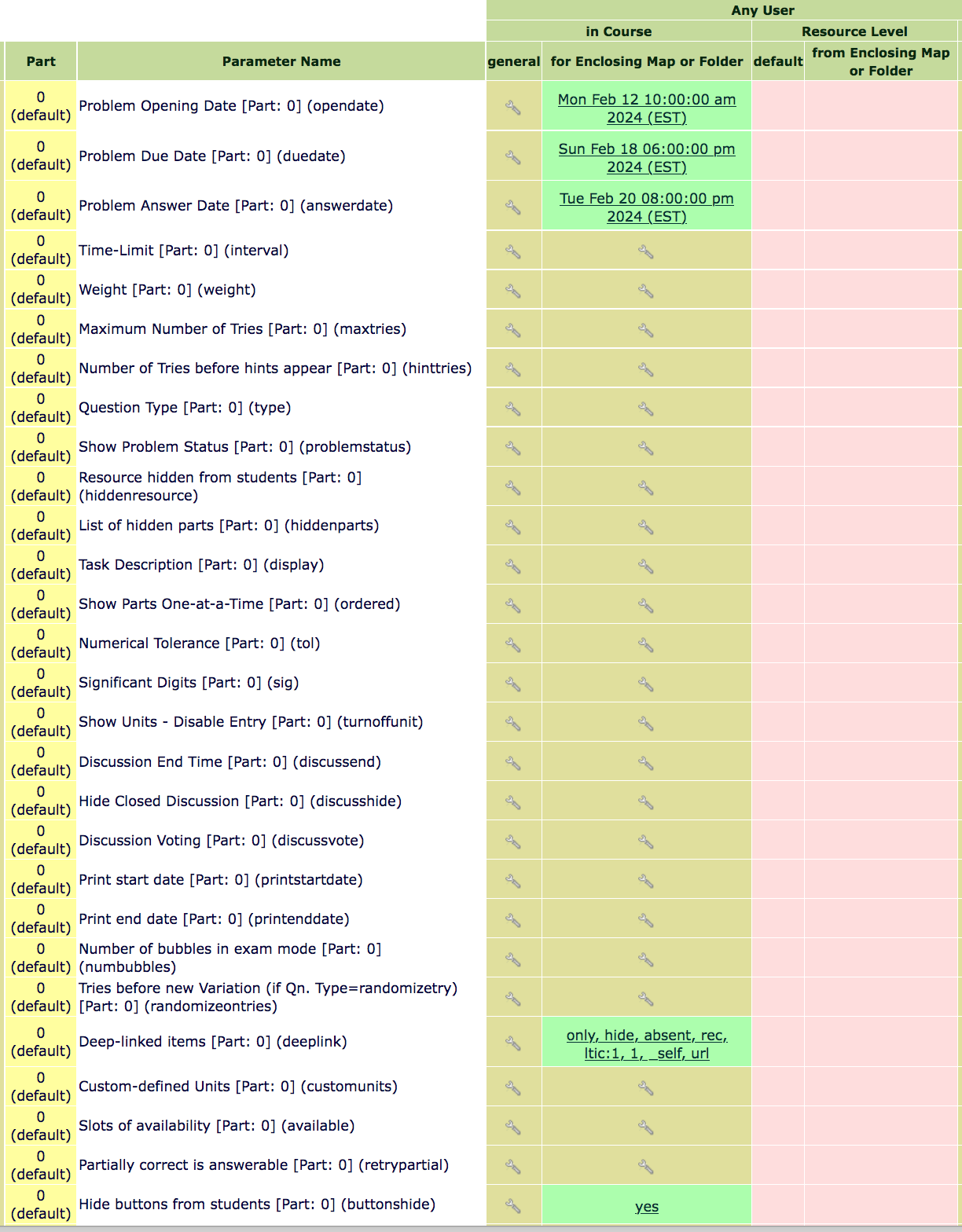 Parameter Manager Table View Screenshot